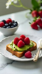cake with strawberries and blueberries
