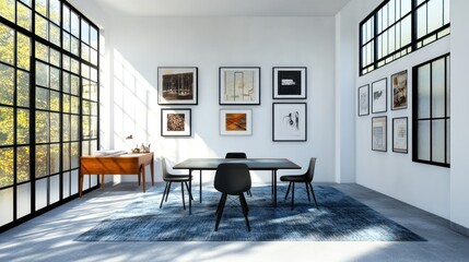 Modern Interior, Dining Area, Sunlight, Artwork