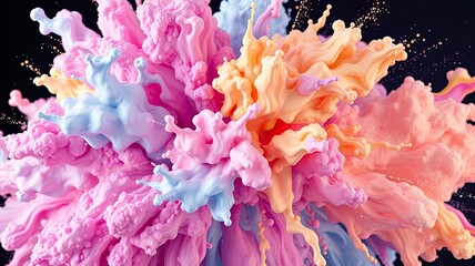 Abstract Pastel Paint Explosion Colorful Fluid Art Splash Background