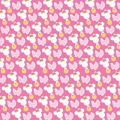 Charming Pink Background – Bow, Stripe, and Polka Dot Patterns with Modern Style

