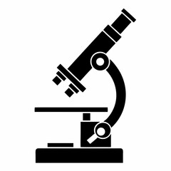 Minimalist Microscope Vector Icon for Science and Research.