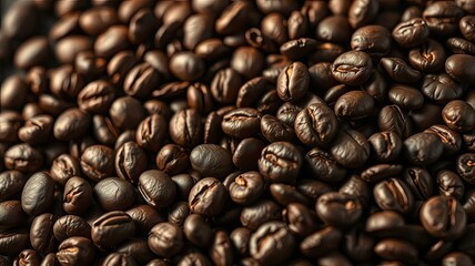 Fototapeta premium Roasted Coffee Beans Rich Brown Close Up Texture Background