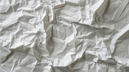 a hyper-realistic depiction of crumpled white paper with a faint grid design