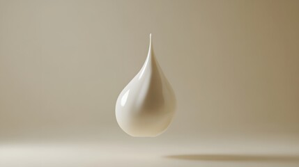 Fototapeta premium Floating white teardrop shape suspended in a neutral space