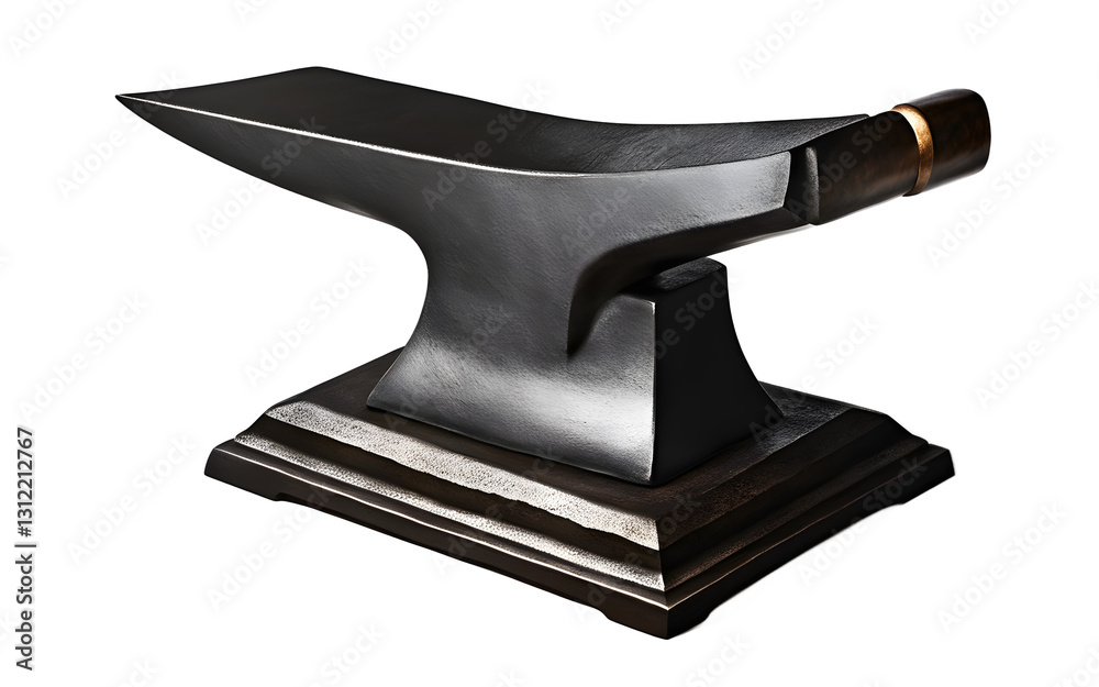 Poster a solid blacksmith’s anvil with a horn, isolated on a empty plain background