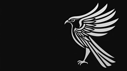 Obraz premium Stylish Bird Silhouette Black White Bird Design Abstract Art Graphic Design Element