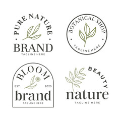 Set of botanical logo with leaves vector