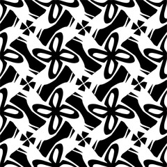 Black and white seamless pattern with abstract shapes. Repeat pattern for fashion,wrapping paper,  textile design, fabrics and home decor,  on wall paper.