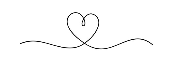 Minimal Line Art Love Icon — Abstract Heart Shape for Valentine’s Day, Wedding, or Romantic Design on White Background