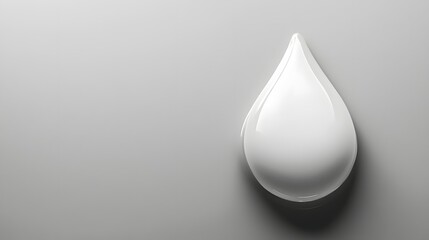 Single gleaming white droplet rests on a gray background