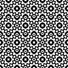 Black and white geometric seamless pattern with abstract shapes. Repeat pattern for fashion, textile design,  on wall paper, wrapping paper, fabrics and home decor.