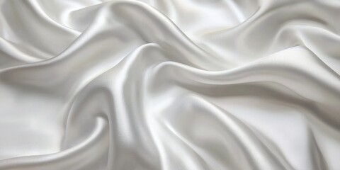 Fototapeta premium Exquisite white silk satin fabric featuring gentle waves.