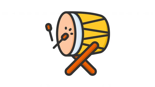 Animated drum with bedug sign symbol. Suitable for hajj, ramadan, muslim, ramadan, islam, mubarak, kareem, religion, celebration, fasting, culture, religious, moslem and eid mubarak