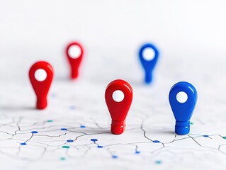 A collection of colorful pins gathered together symbolizing local neighborhood networking apps and community connections
