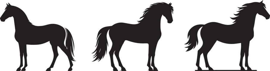 Vector Horse Silhouettes on White Background