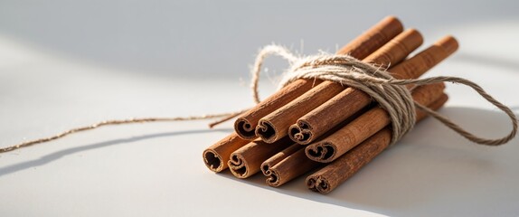Cinnamon Sticks Tied with Twine - Ideal for Food Blogs and Kitchen Decor.