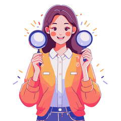 woman with magnifying glass 