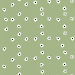 Minimalistic Daisy Pattern on Soft Green Background