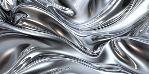 Eye-catching wallpaper with shimmering silver wave patterns.