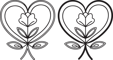 Fototapeta premium Elegant Floral Heart silhouette Design with Roses and Ornamental Pattern