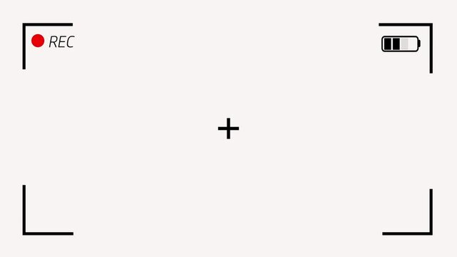 Camera recording screen on the white background animation. mirrorless camera viewfinder frame animation. camera video recorder animation.