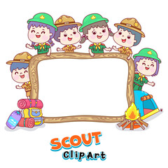 Cartoon Little Boy Scout Character.