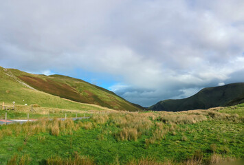Picturesque mountain landscape near the coast of Western Wales