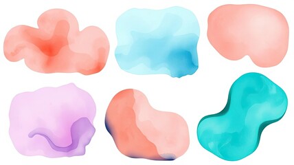 Abstract Pastel Shapes Watercolor Design Elements