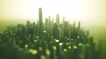 Futuristic Green City at Sunrise