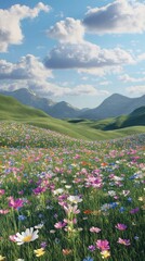 Obraz premium Vibrant Wildflower Meadow in Mountains