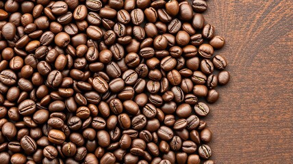 Fototapeta premium Roasted Coffee Beans Background Brown Coffee Texture Close Up