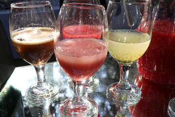 glasses fruit juices