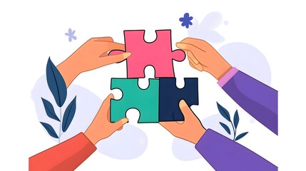 Collaborative Puzzle Assembly Symbolizing Engagement and Collective Contribution