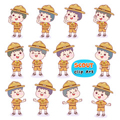 Cartoon Little Boy Scout Character.