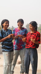 Obraz premium portrait of a family Drinking tea in morning, relaxing on rooftop while enjoying the nature.