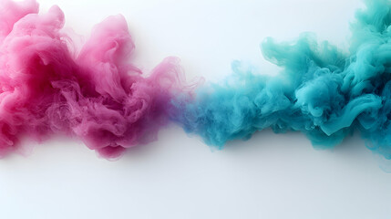 Fototapeta premium Pink and Teal Ink Cloud on White Background