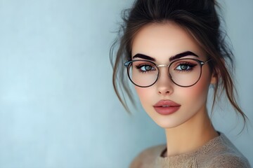 Fototapeta premium Timeless Elegance: Stunning Woman in Stylish Glasses