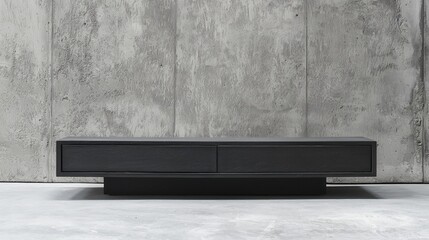 Modern Black Two-Drawer Low Media Console Table