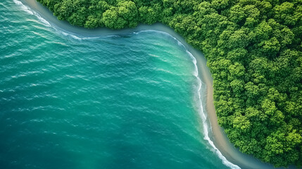 water flowing into the sea in forest