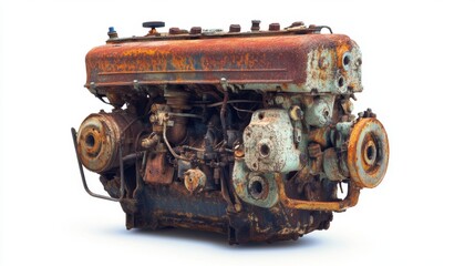 Vintage Rusty Engine Component with Weathered Machinery Details
