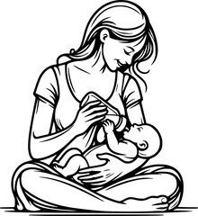 mother and son feeding time.