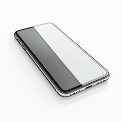 Black smartphone with blank screen isolated on white background