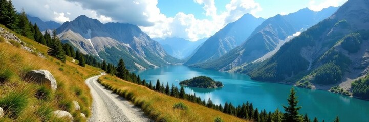 Obraz premium Stunning mountain views along Como lake trekking route, day, beautiful, outdoor