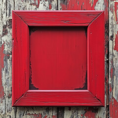 Rustic Red Wood Picture Frame – Vintage-Inspired Background, old red window