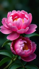 Bold pink peony cluster, rich color saturation , saturated, blossom