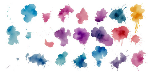 Set of colorful abstract watercolor splash brush strokes vector background. Colors watercolor paint stains vector texture background.