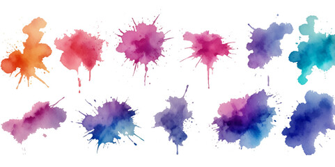 watercolor vector stains colors splash collection. Set of watercolor brush strokes