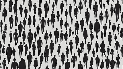 Seamless pattern of walking people silhouettes.
