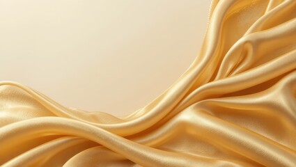 Obraz premium Luxurious Golden Silk Fabric Draped Elegantly with Soft Curves and Smooth Texture
