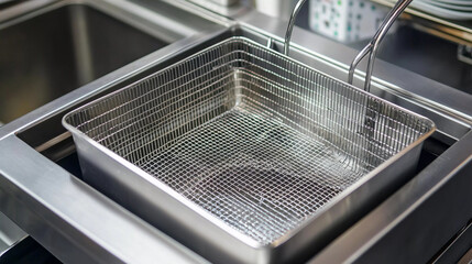 Obraz premium Modern professional deep fryer with empty basket ready for use Generative AI